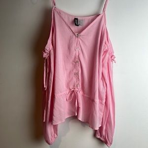 Pink stripe drop shoulder blouse